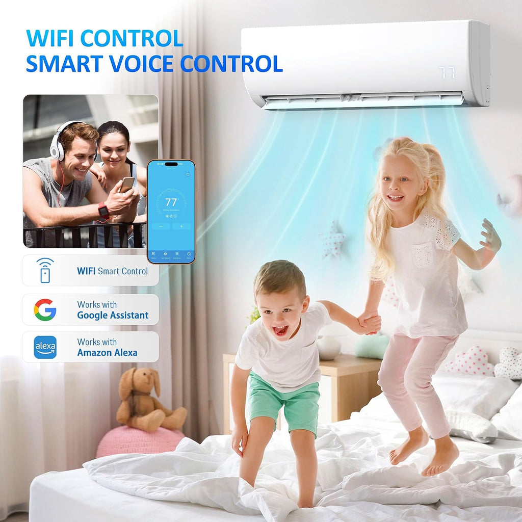 12000 BTU Wifi Enabled Mini Split Air Conditioner, Works with Alexa, 19 SEER2 115V Split AC Unit and Heat Cool Up to