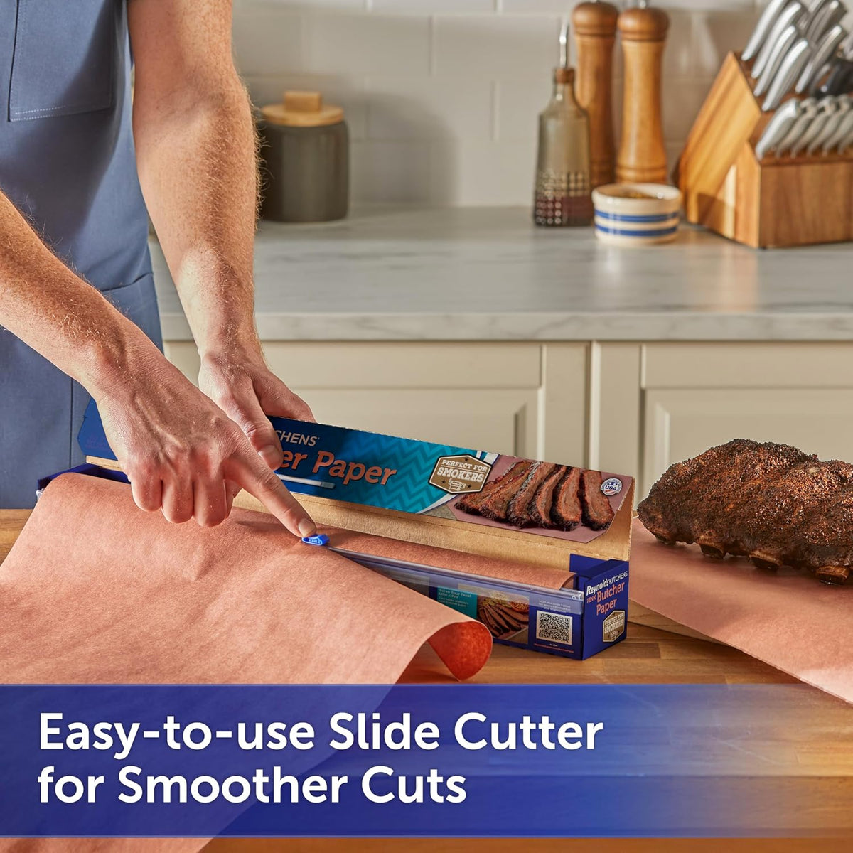 Kitchens 18 Inch Pink Butcher Paper with Slide Cutter, 225sq ft