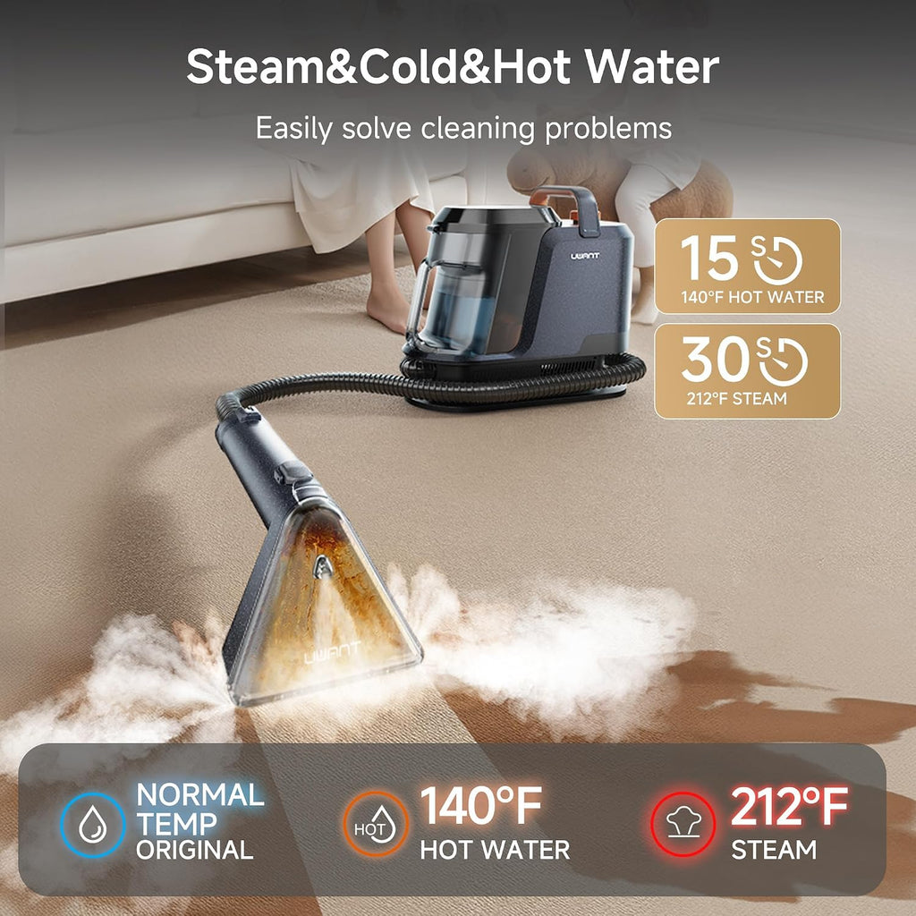 Carpet Cleaner Machine with Steam&Hot&Cold Water Models 18Kpa Powerful Suction Upholstery Cleaner Machine with Pet