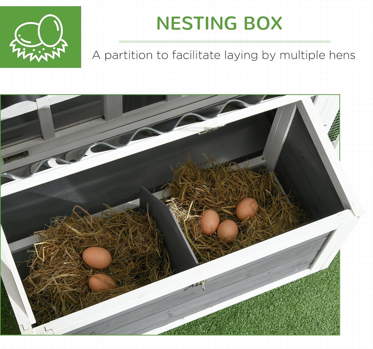Wooden Chicken Coop with Run for 1-2 Chickens 68" x 59" x 42" Gray