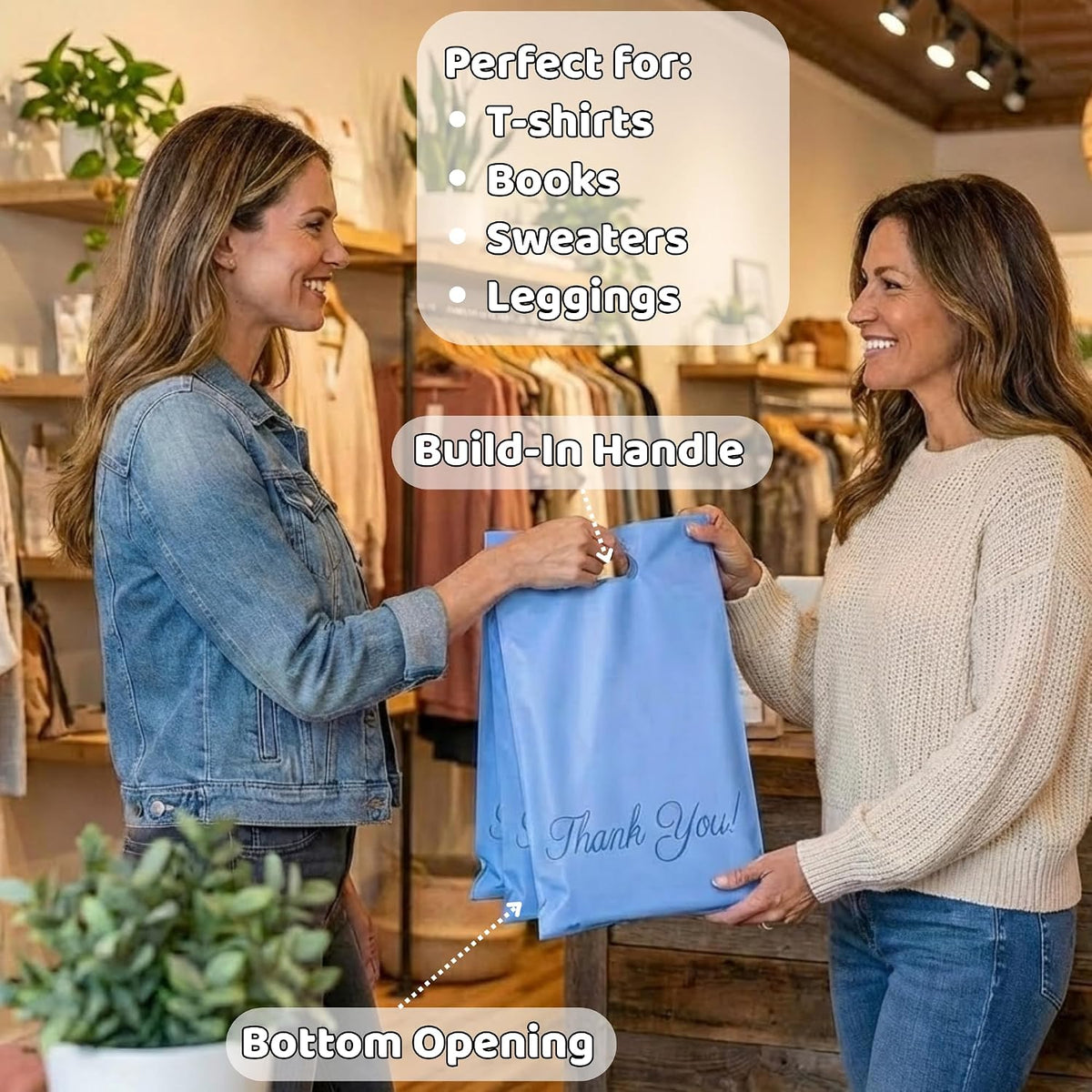 Blue Poly Mailers with Handle, 10x13, 100 Pack, Packaging Bags
