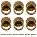 6Pcs Antique Brass Ring Pulls Vintage Cabinet Small Ring