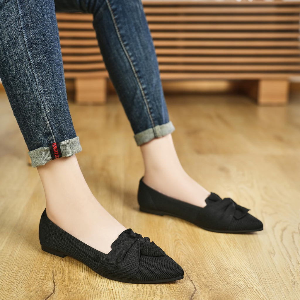 Flats for Women Pointed Toe Ballet Flats Black US8