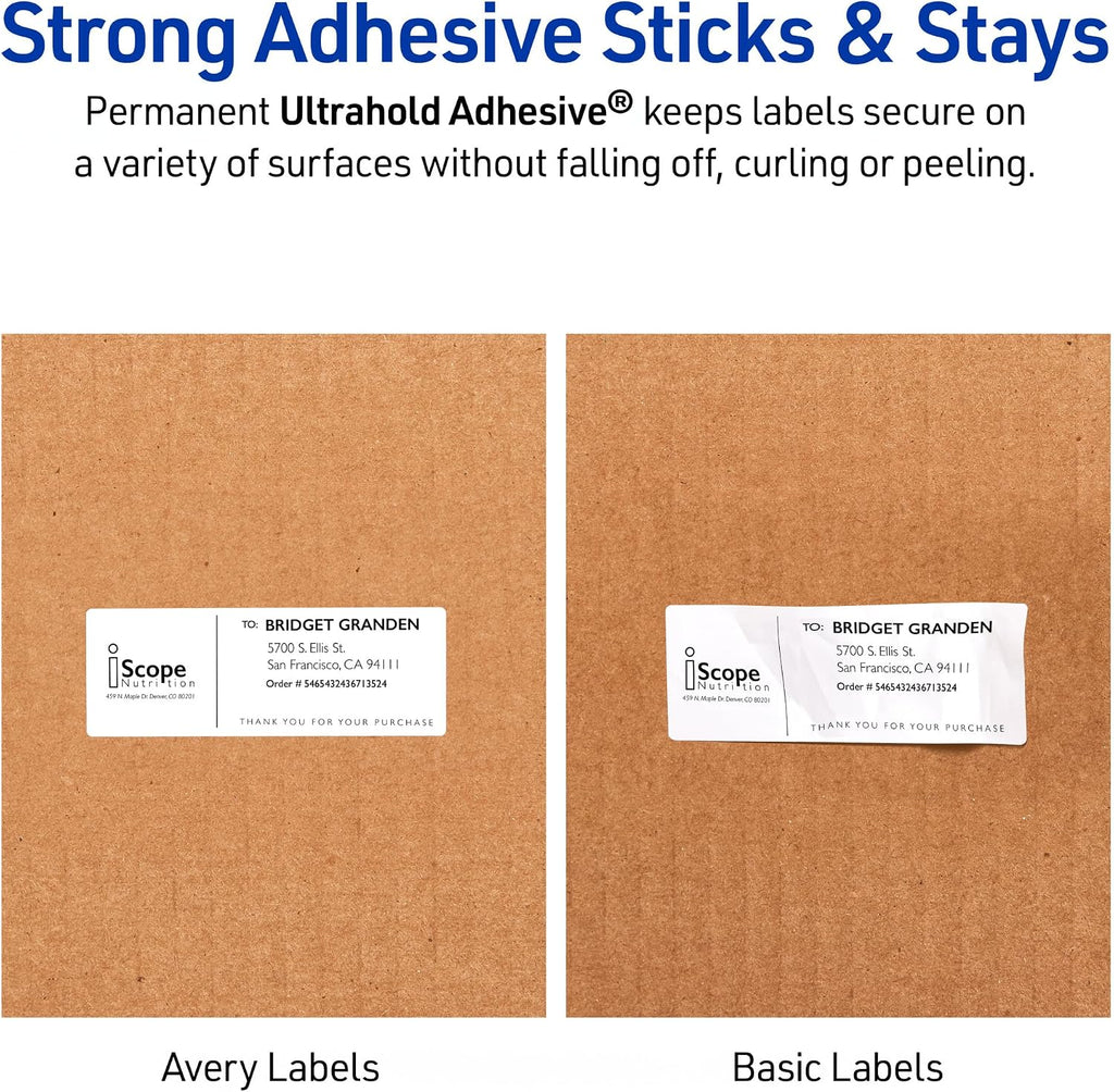Durable Waterproof Shipping Labels with Sure Feed Technology, 3-1/3" x 4", White, Laser Compatible, 300 Blank Labels