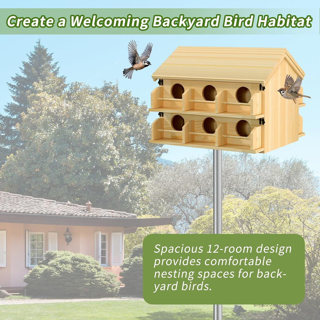 Bird Houses for Outside, Large 12 Room Purple Martin House 2 Tier Nest Box