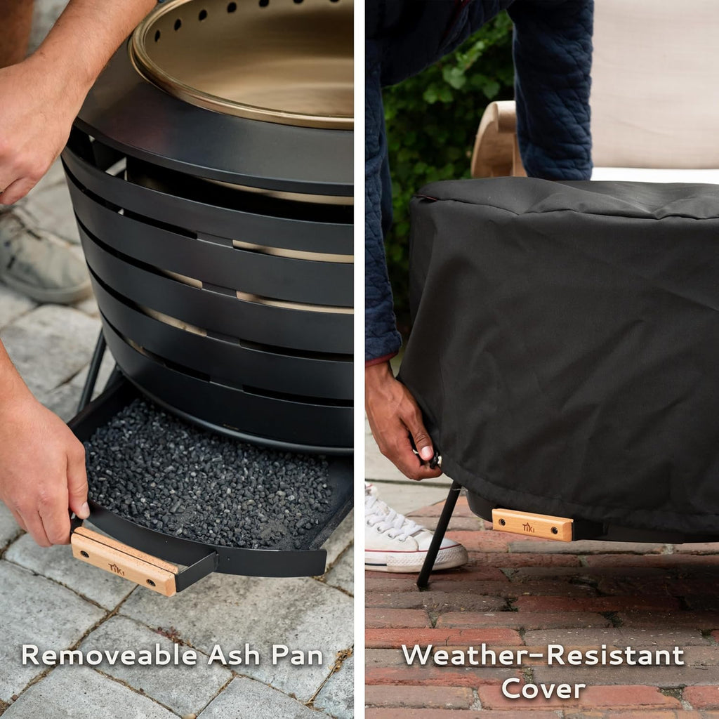 Patio Smokeless Fire Pit, 25 in Wood Burning Fire Pit with Cover