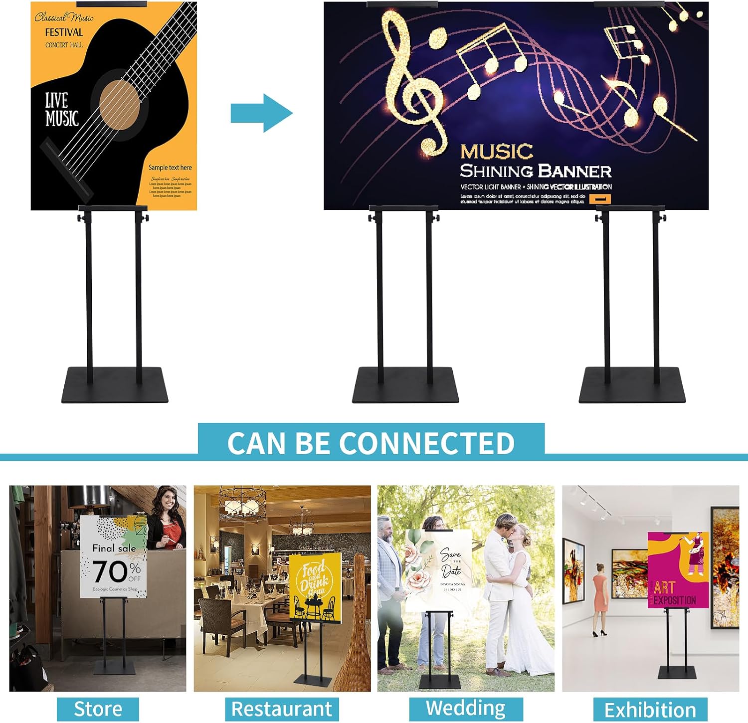Poster Stand for Display, Adjustable Heavy Duty Poster Board Stand | 1 Pack Pedestal Floor Sign Holder Stand, Height