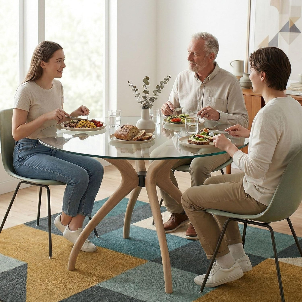 Mid Century Solid Wood Modern Dining Curved Table Base Only, Pedestal Table Bases, Wooden Legs for Kitchen Tables