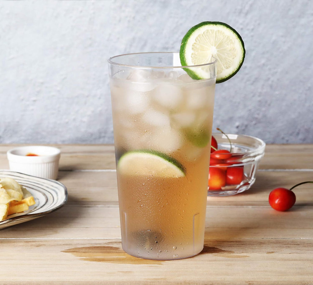 Restaurant-Grade Polycarbonate Beverage Tumblers, 16 oz, Clear, Set of 12