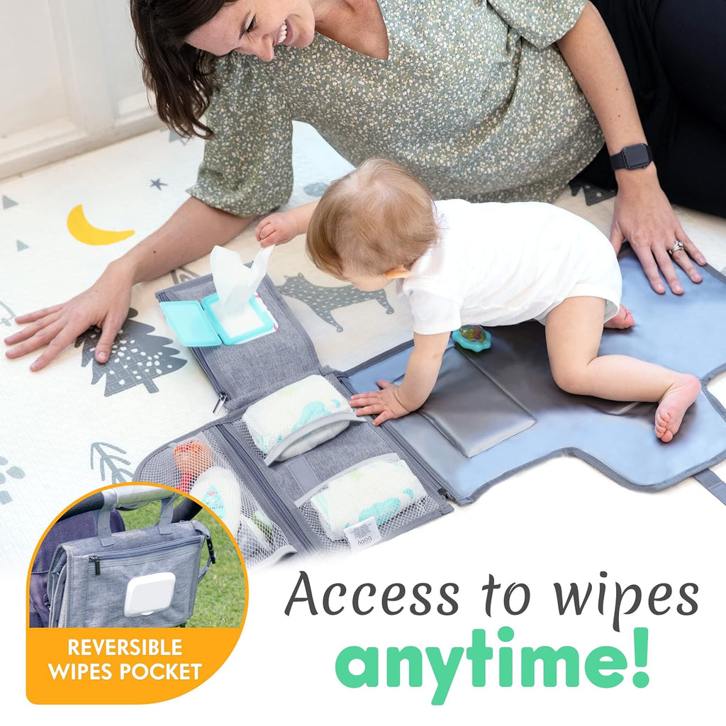 Portable Diaper Changing Pad - Baby Diaper Changer Travel Bag with Wipes Pocket, Smart Design Portable Changing Mat