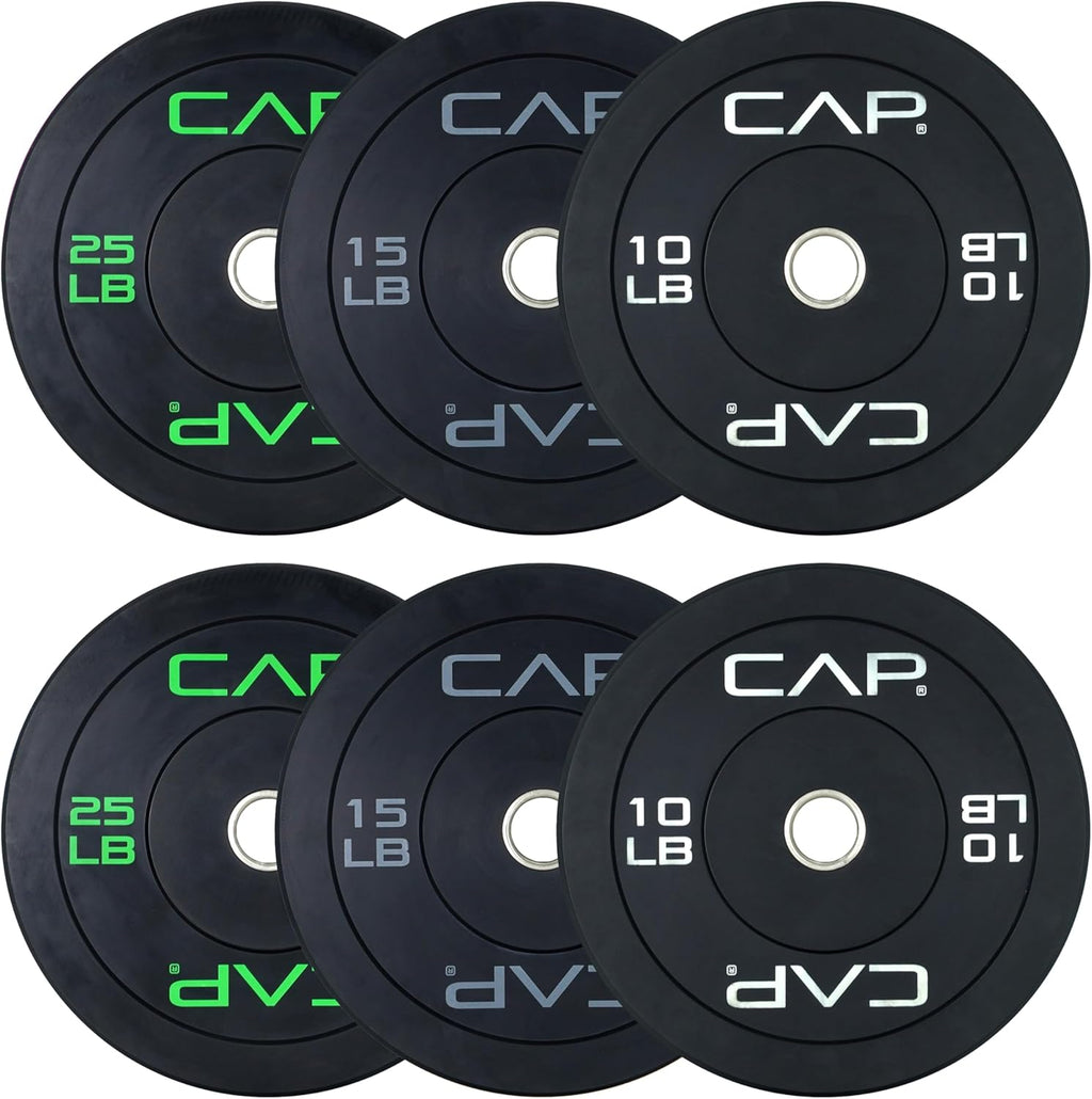 2-inch Olympic Bumper Plate Weight Set | 100-370 lbs | Multiple Colors | Storage Rack Optional
