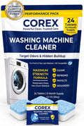 Washing Machine Cleaner Tablets, 24 Pack, 1 Year Supply - Descaler & Deodorizer for HE, Front Load & Top Load