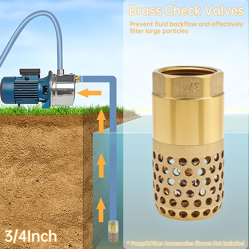 3/4in BSP Foot Valve DN20 Female Check Valve Brass Backflow Preventer