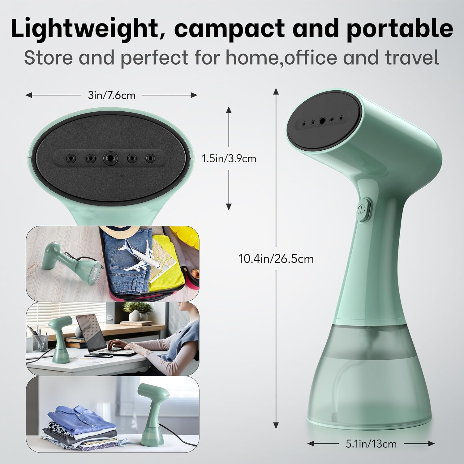 GS01 Handheld Clothes Steamer, 400ml Large Water Tank 1500W Fast Heat Up Portable Travel Wrinkle Remover