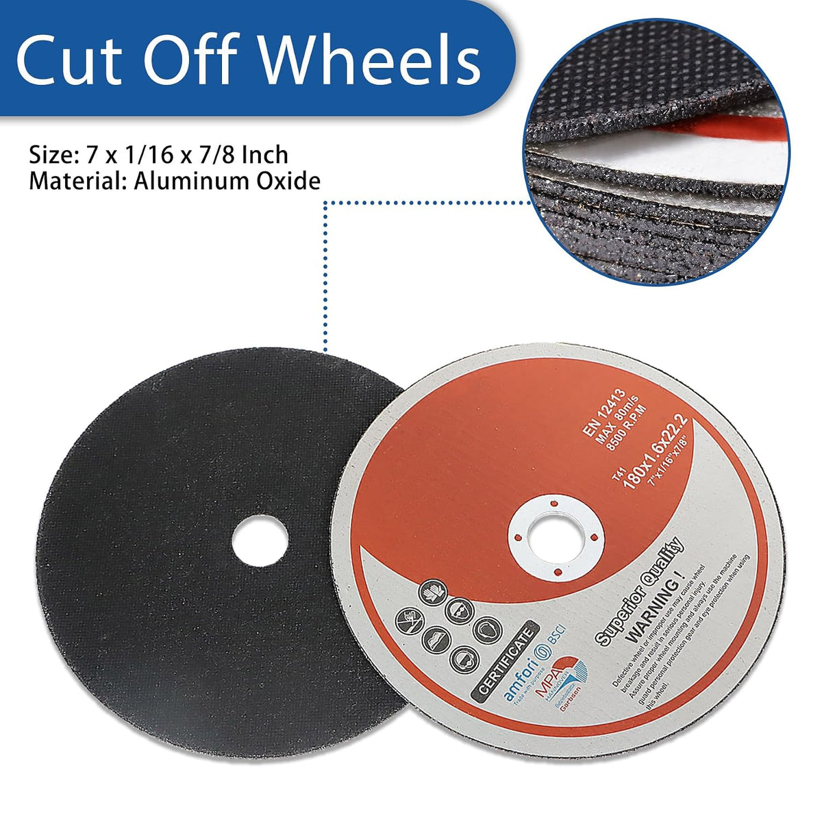 WFLNHB 100 Pack 7 Inch Cut Off Wheels 7 x 1/16 x 7/8 Inch