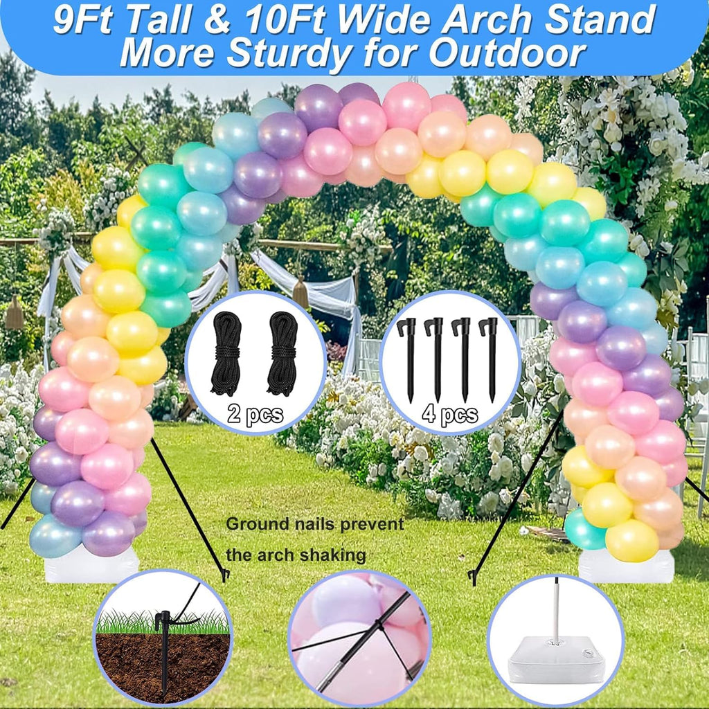 Balloon Arch Kit and Balloon Pump, 10FT Width 9FT Height Adjustable Balloon Arch Stand with NEW DESIGNED 2 Balloon