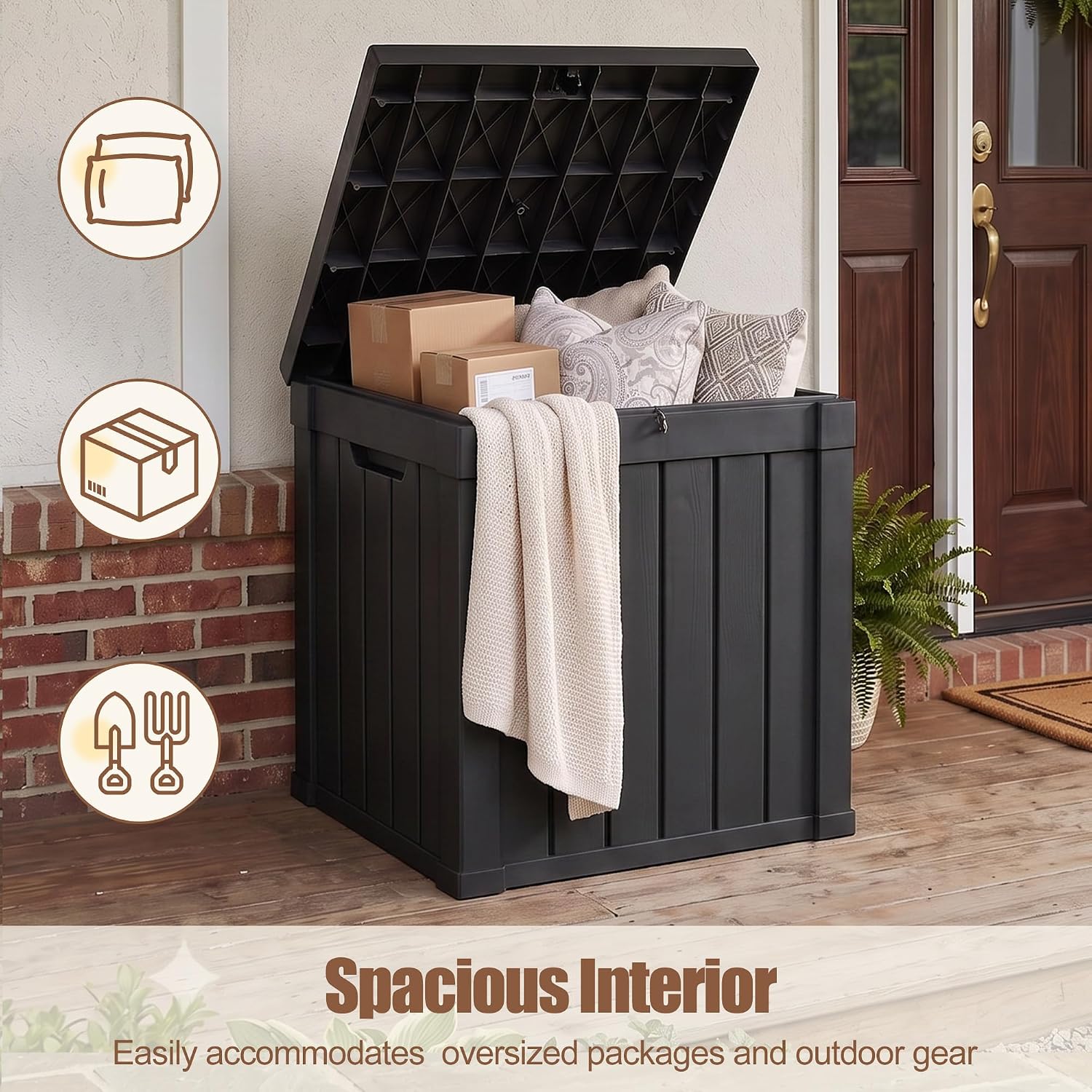 Package Delivery Boxes for Outside, 80 Gallon Outdoor Storage Box | Waterproof & UV Protected, Parcel Drop Box for