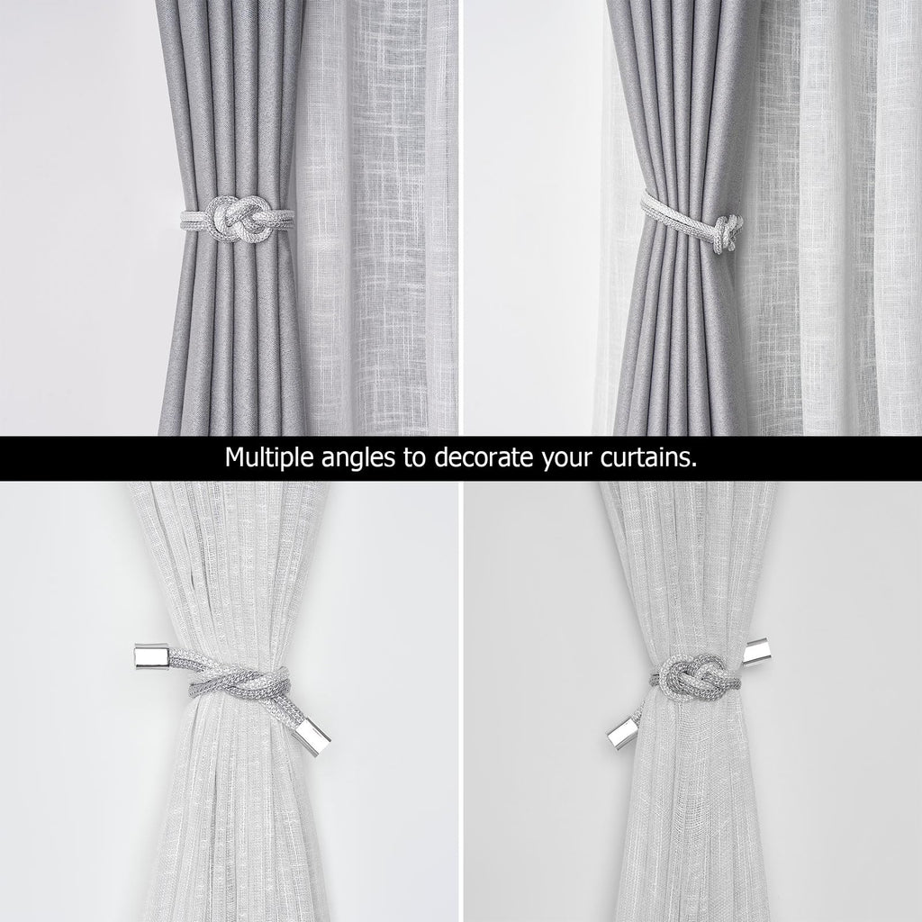 4 Pack Mini Magnetic Curtain Tiebacks Nordic Simple Style Drape Tie Backs Elegant Hand Weave Rope Knot Decorative