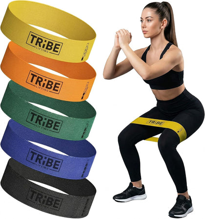 Fabric Resistance Bands for Working Out - 5 Exercise Bands Set for Legs and Glutes - Booty Bands for Women and Men