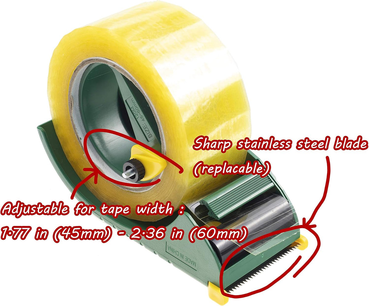 2 Inch Packing Tape Gun Dispenser, Width-Adjustable Box Sealer, Lightweight Ergonomic Industrial Heavy Duty Tape