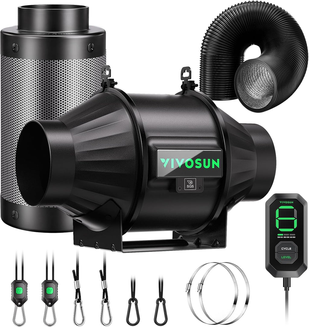T4 Air Filtration Kit, Inline Fan, Controller, Carbon Filter, Duct | AeroZesh Inline Fan, Speed Controller, Carbon