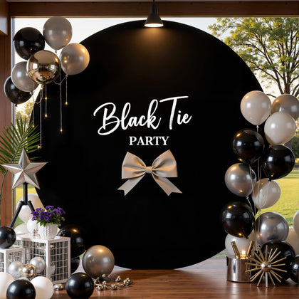 6.5ft Black Round Backdrop Cover for 6.5ft / 6.6ft Circle Stand, Wrinkle Free Stretchy Circle Arch Round Backdrop