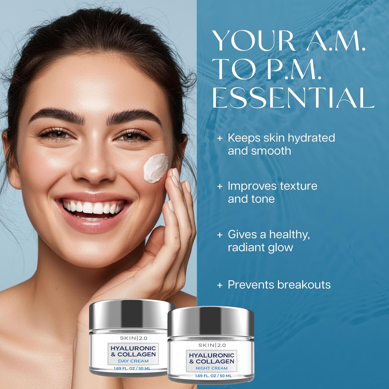 Hyaluronic Acid & Collagen Face Moisturizer – Deep Hydration & Firming Cream for Smooth, Youthful Look –