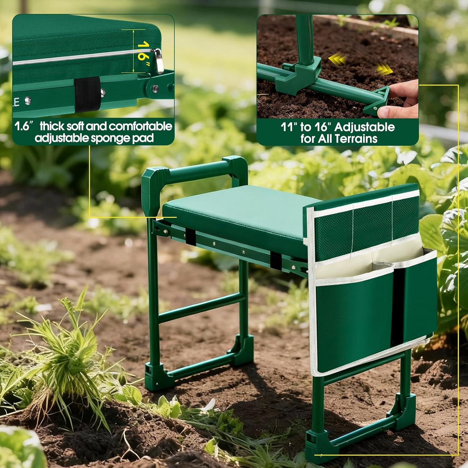 Garden Kneeler and Seat for Seniors: Heavy Duty 420 LBS Support Anti-Tip Multifunctional Gardening Stool Bench with