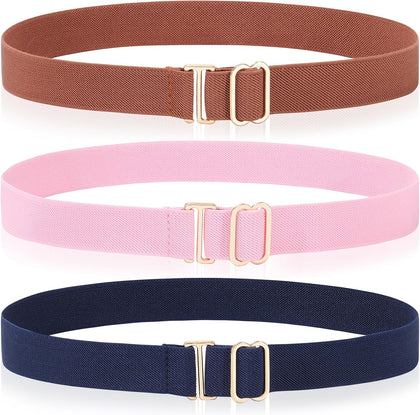 Kids Belt for Girls,Stretch Invisible Adjustable Toddler Youth Belt | Durable Nylon, Adjustable 15–27", Gold buckle
