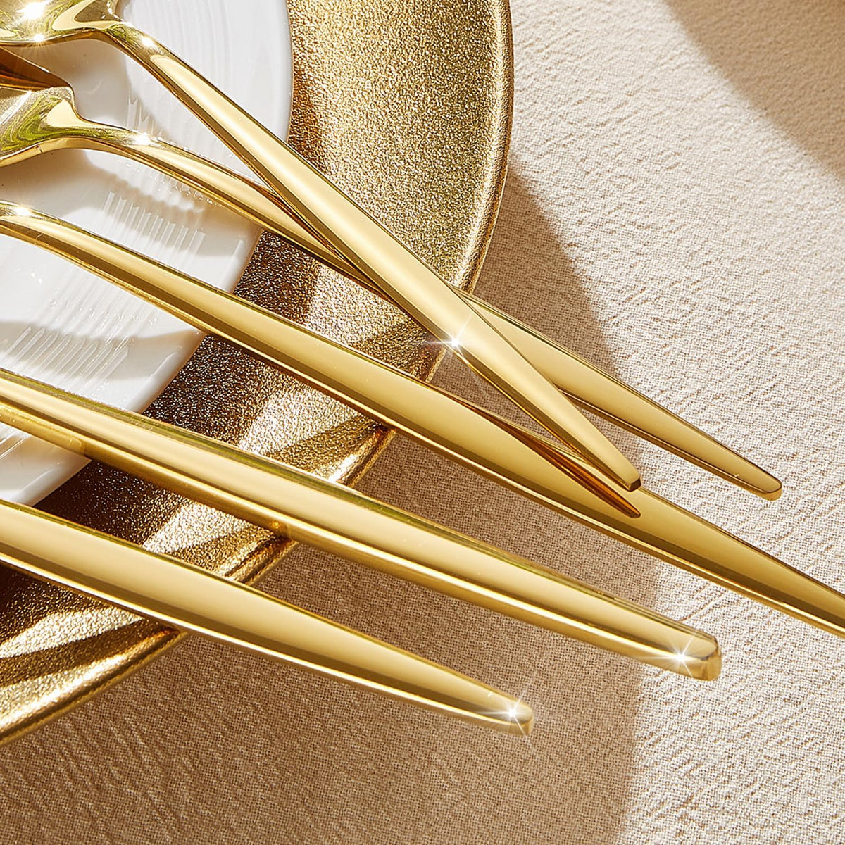 18/10 Silverware Set for 8, 40 Piece Gold Stainless Steel Flatware Cutlery