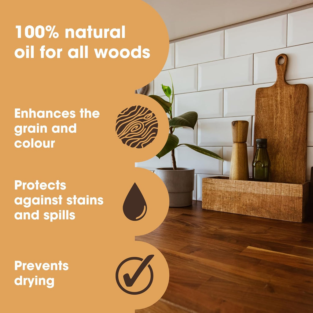 Pure Tung Oil for Wood | Non-Toxic Food Grade Water Resistant Tung Oil | Finish & Seal Natural or Stained & Treated