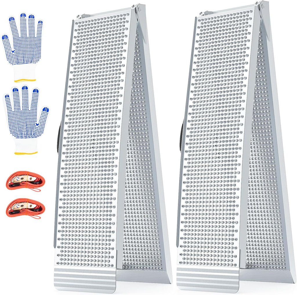 Aluminum Loading Ramps, 1900Lbs Capacity, 7.5ft Trunk Ramps for Pickup Trucks, Trailers Ramp with Load Straps for