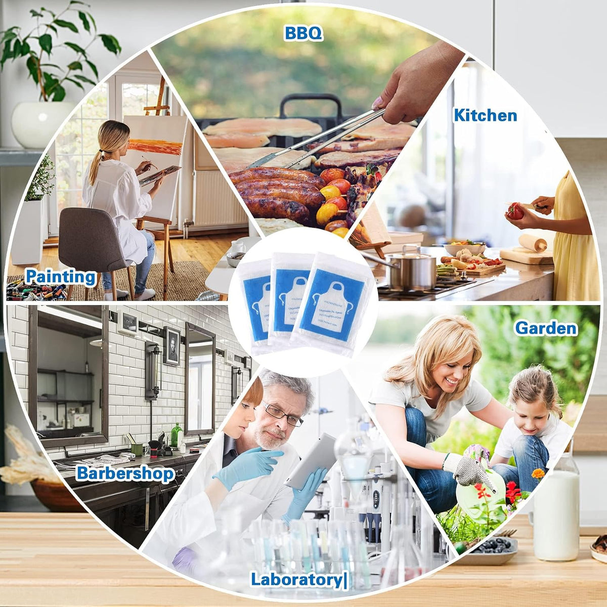 100 Pcs Disposable Aprons Adults Waterproof Plastic Clear Smocks