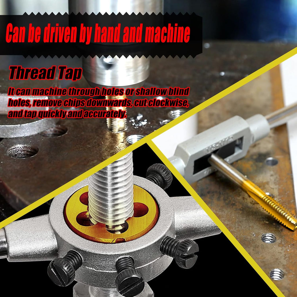 3-48 UNC Tap and Die Set for Metal,M2 HSS Thread Tap & Round Die Set