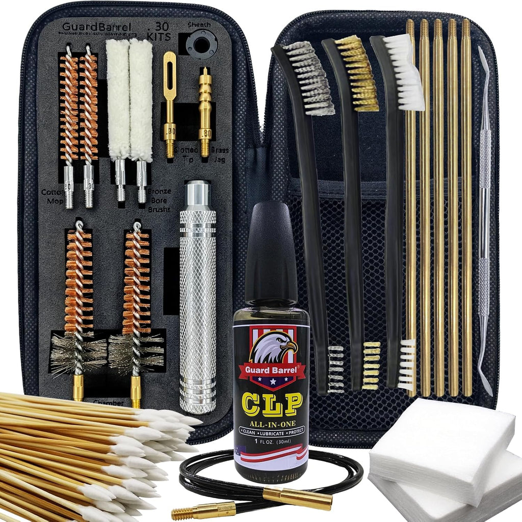 Gun Cleaning Kit for .30 Cal Rifle Cleaning Kit with 30ml Gun Cleaning Oil, Gun Cleaning Swabs, Bronze Bore Brush and