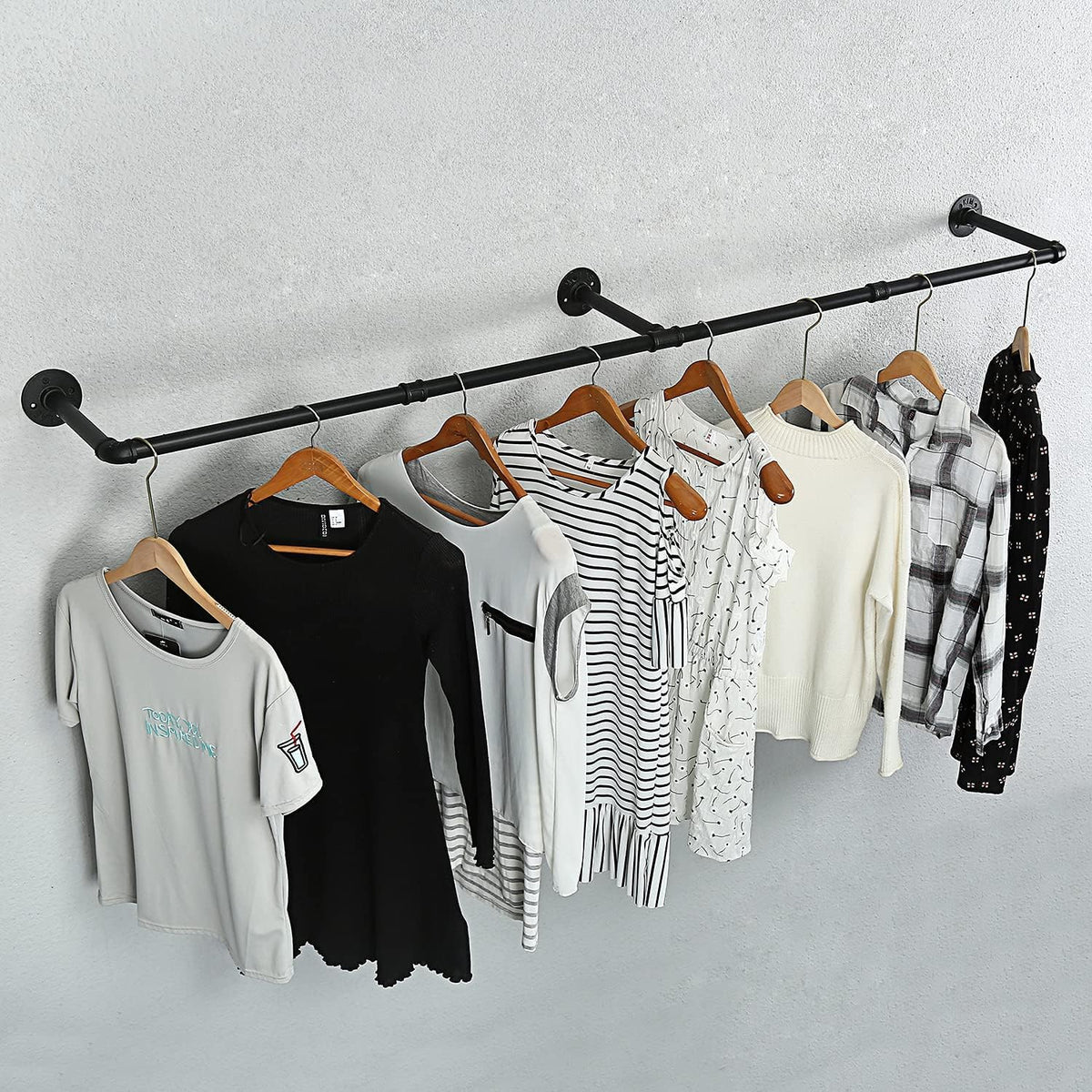 70" Wall Mounted Clothes Rack, Closet Rods for Hanging Clothes