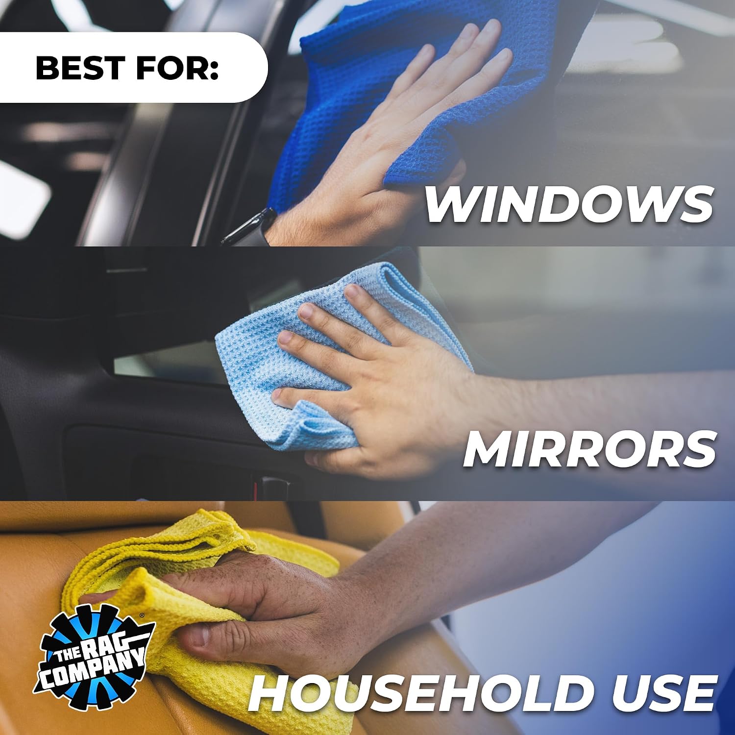 Standard Waffle Weave Microfiber Towels (2-Pack) Detailing, Window, Glass and Drying, Wax & Polish, Lint-Free