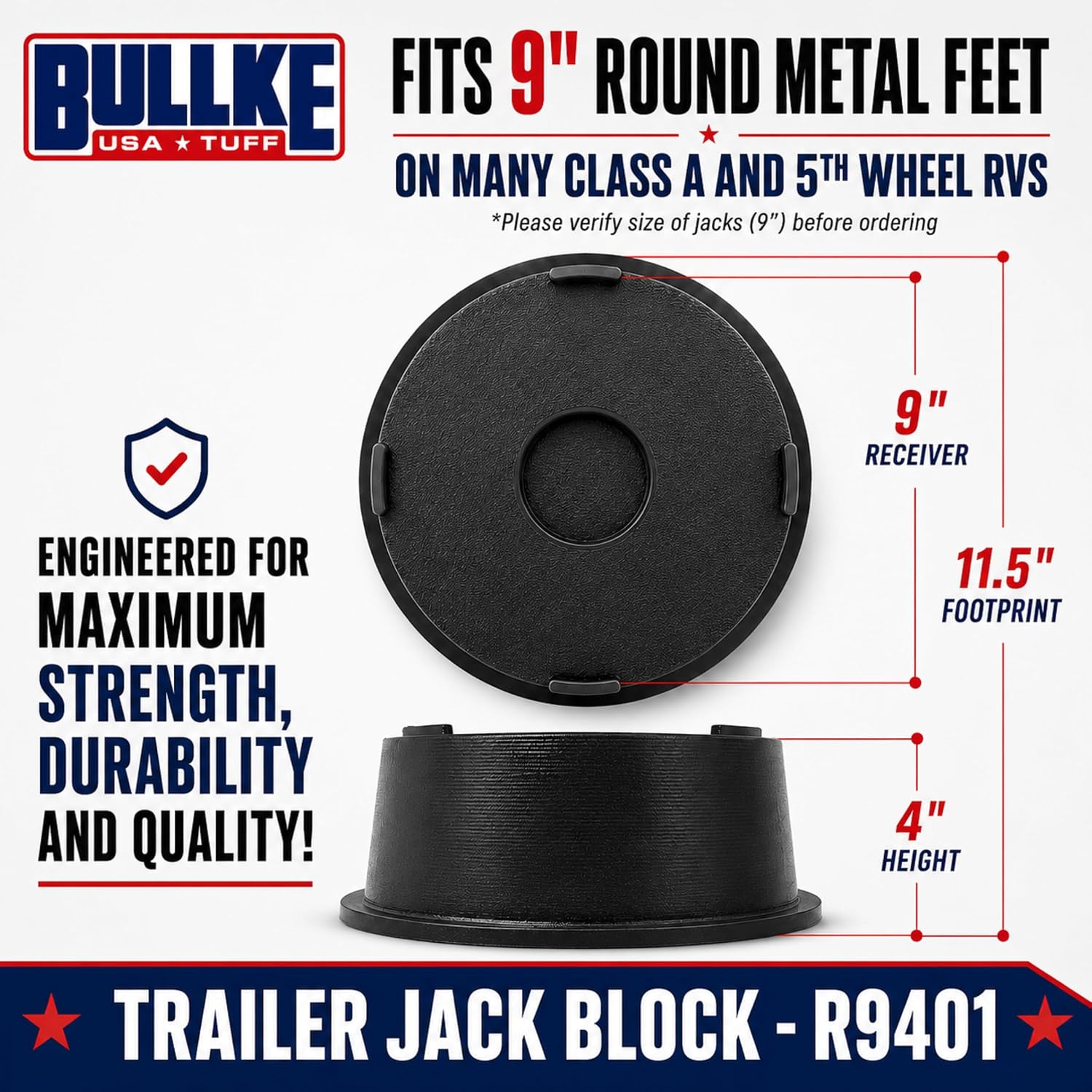 Trailer Jack Blocks 4-Pack, USA-Made Heavy Duty RV Leveling Blocks, Stabilizing Jack Pads for Camper, 5th Wheel