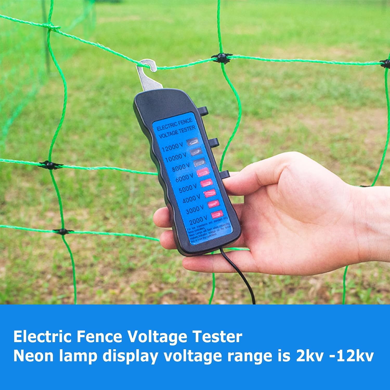 Electric Fence Voltage Tester, 12KV Fence Tester 8 Neon Indicator Lights