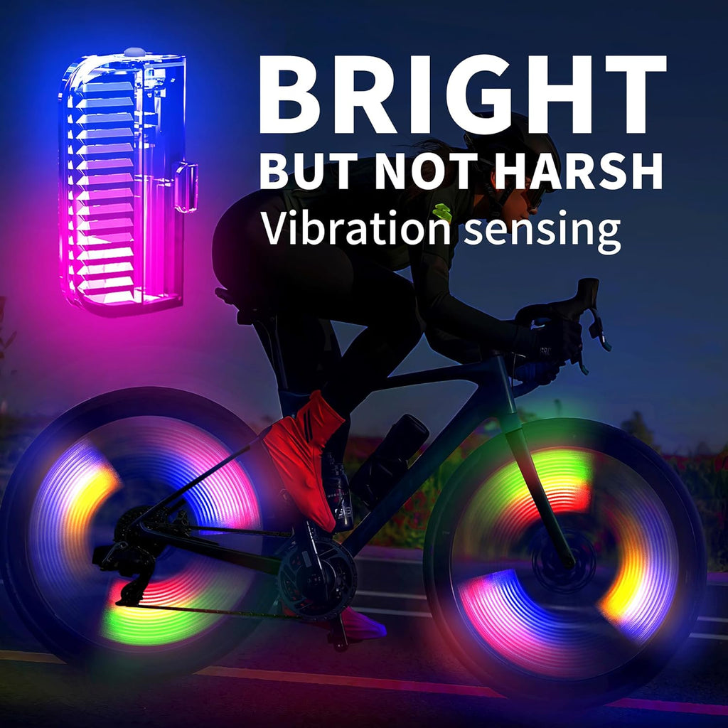 Bike Wheel Lights Rechargeable(2pack), Bicycle Spoke Lights Weatherproof, Adults Kids Bike Lights for Wheels 7-Color