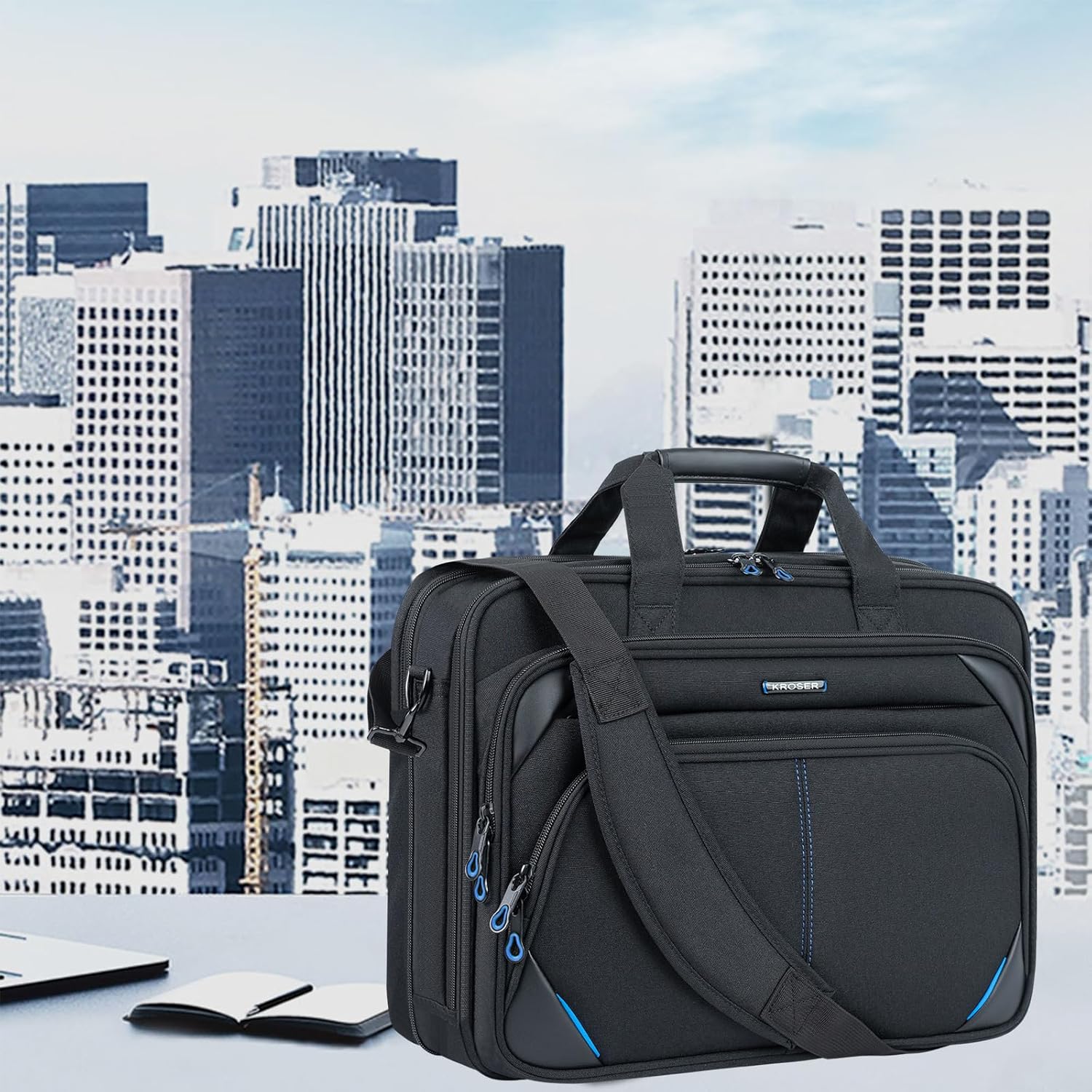 Laptop Bag 15.6 Inch Briefcase Messenger Bag Water Repellent Computer Case Shoulder Bag Durable Tablet Sleeve for