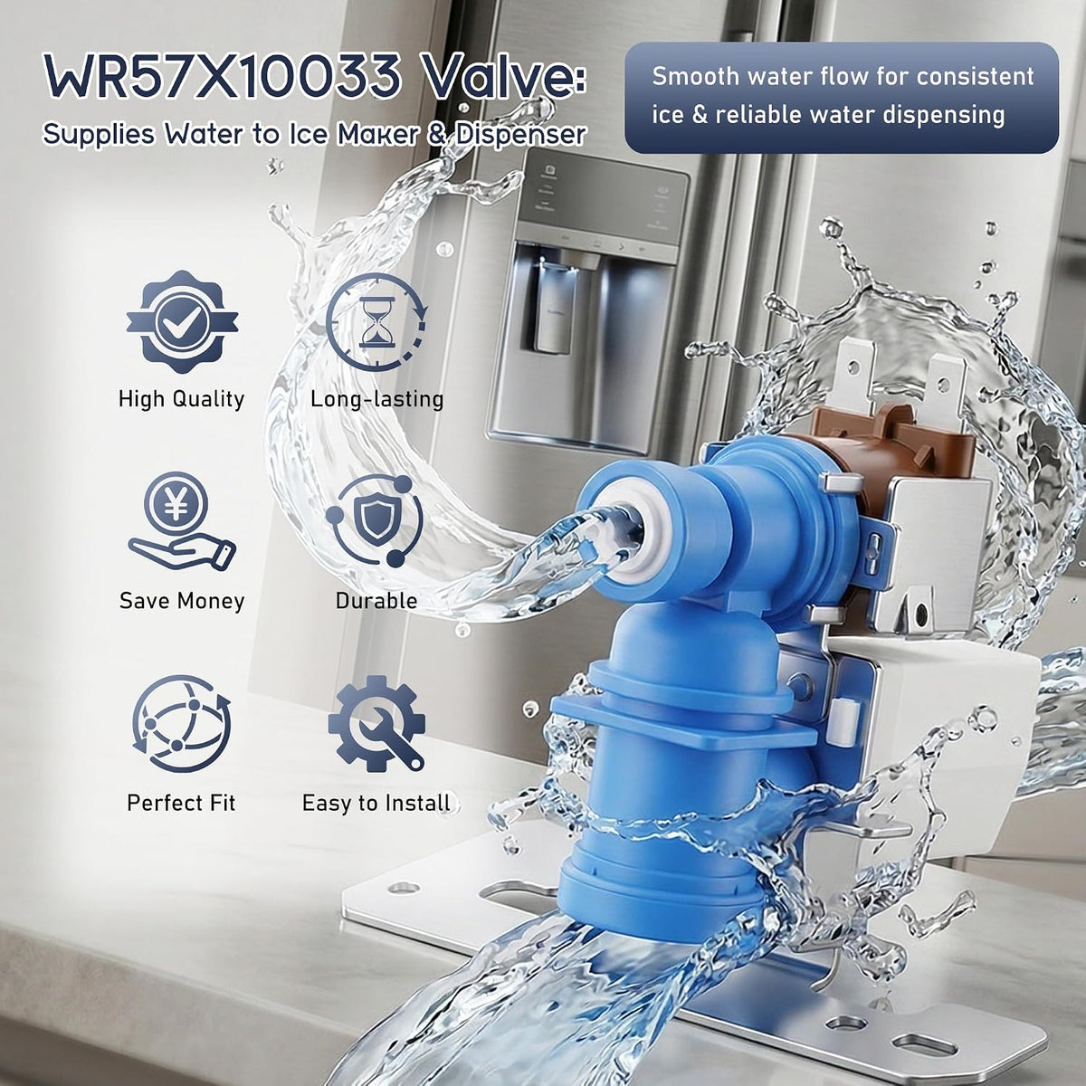 WR57X10033 Ice Maker Water Inlet Valve GE Hotpoint Kenmore Replacement