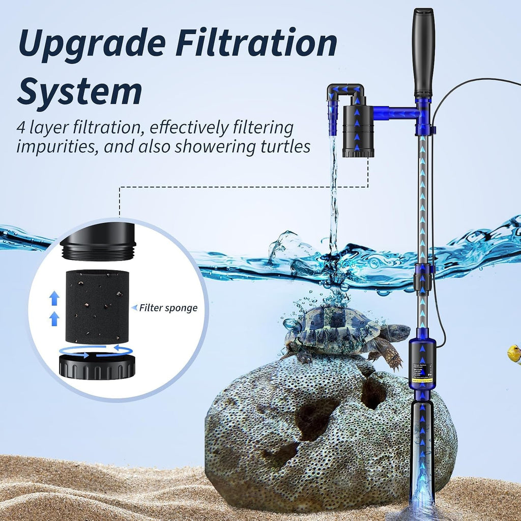 Fish Tank Cleaner - Aquarium Gravel Cleaner, 530GPH/32W Electric Fish Tank Cleaning Tools, Adjustable Water Flow