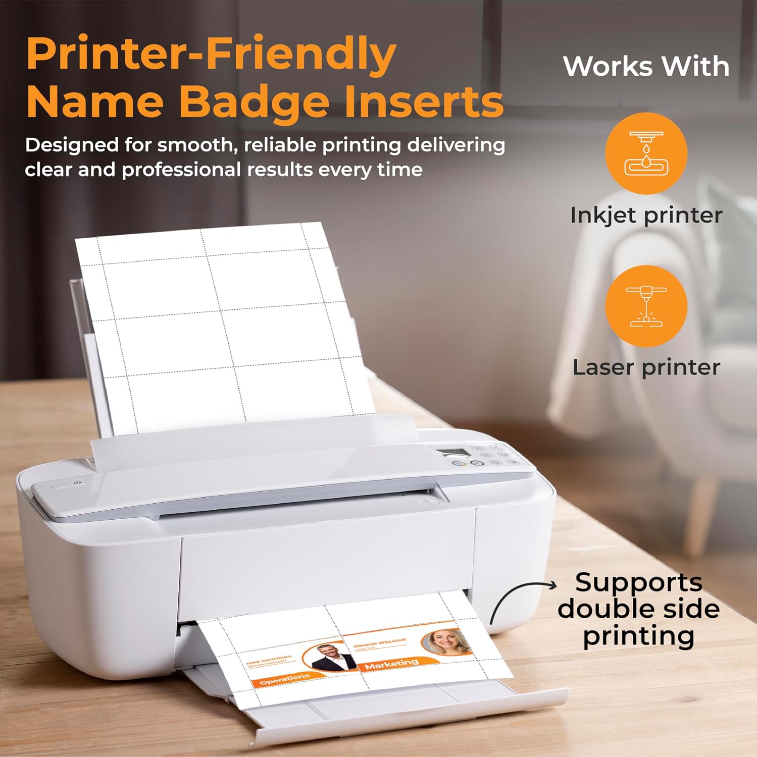 Customizable Name Badge Inserts 3.5x2.25 inch (320 Cardstock Refills) White Printable Name Tag Inserts 2.25x3.5 inch