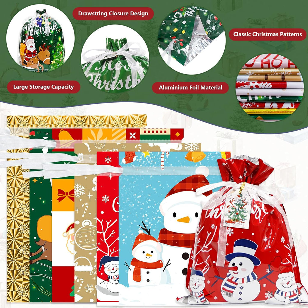 38PCS Christmas Drawstring Gift Bags, Xmas Gift Bags for Presents