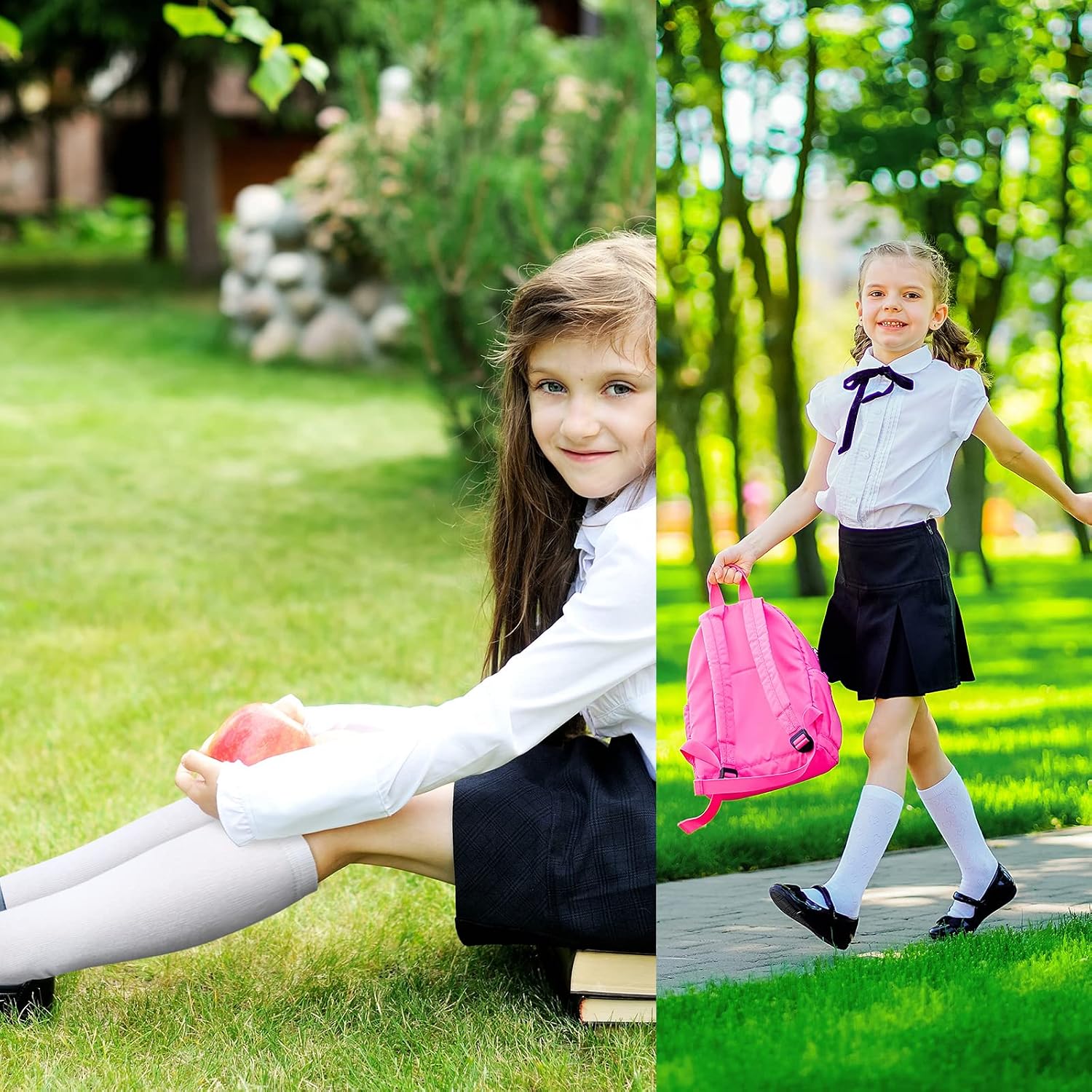 36 Pairs Girls Knee High Socks School Uniform Seamless Cotton Socks Stockings White Long Sock for Kids Boys Outdoor