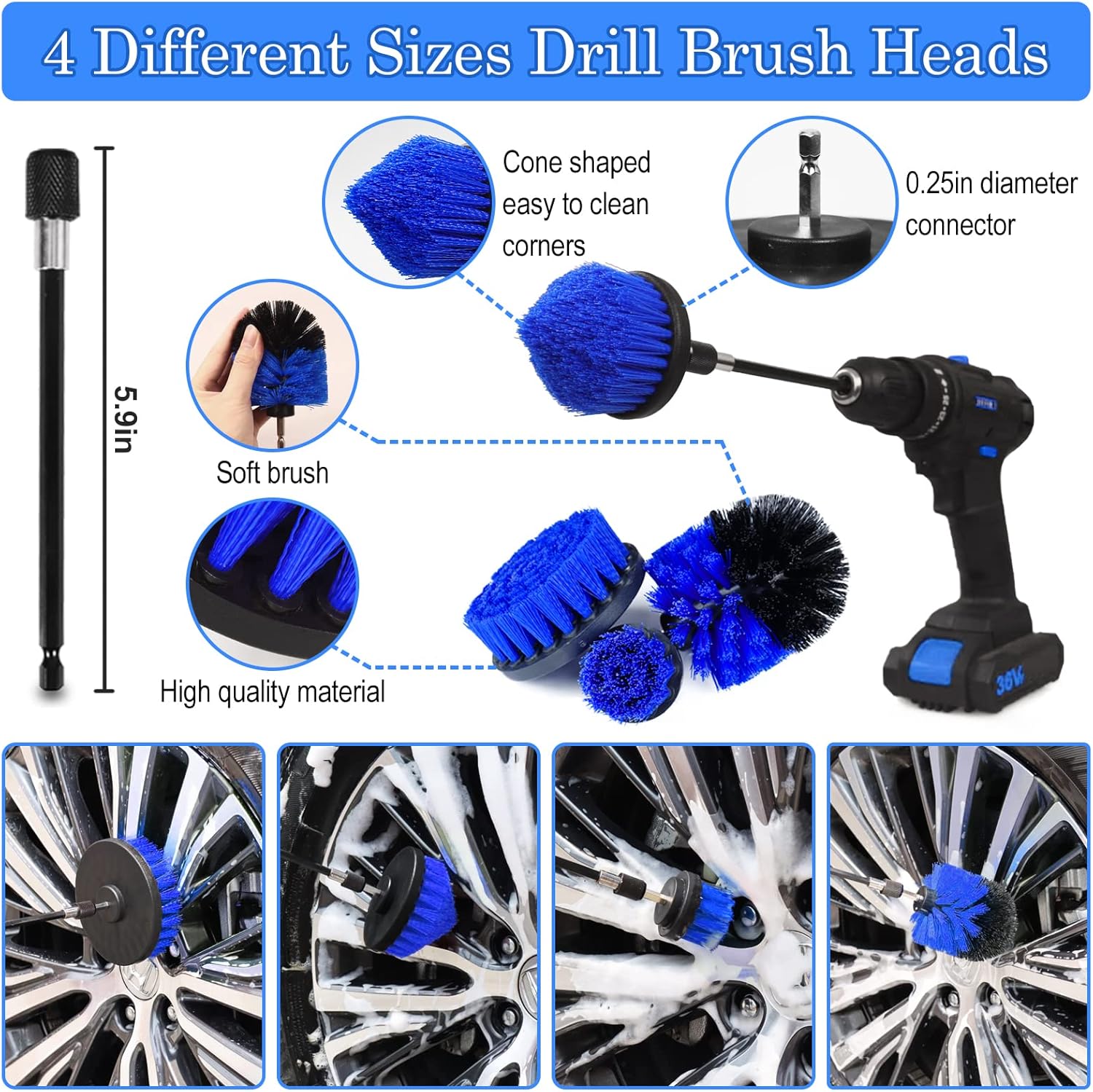 27Pcs Car Detailing Kit, Car Cleaning Kit, Car Detailing Brush Set, Drill Brush Set, Car Detailing Brushes, Car Wash