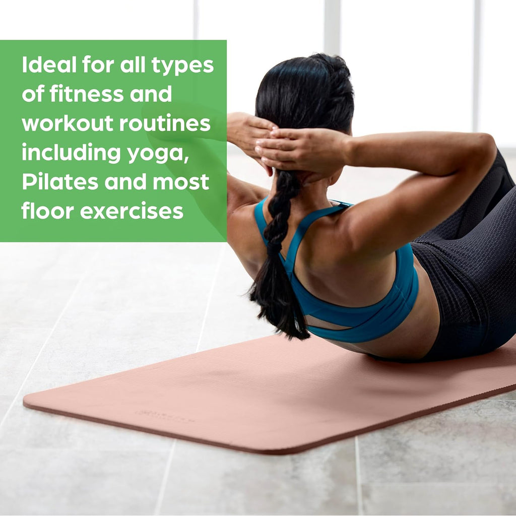Thick Yoga Mat, Exercise & Fitness Mat with Easy-Cinch Carrying Strap | Non-Slip NBR Foam | Joint Cushioning | Yoga