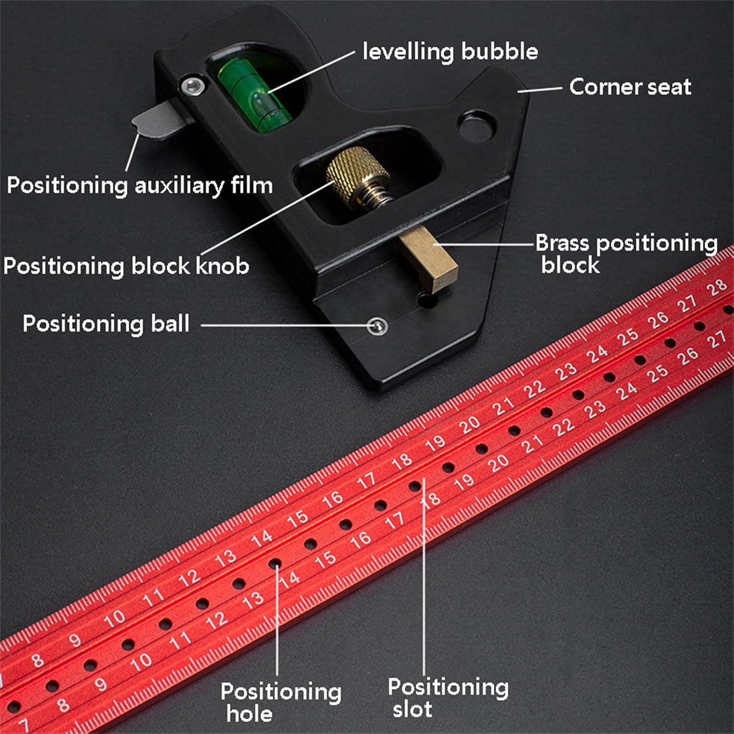 Multifunctional Carpenter's Combination Angles Ruler Metal Measuring Instrument for Accurate Angles Combination