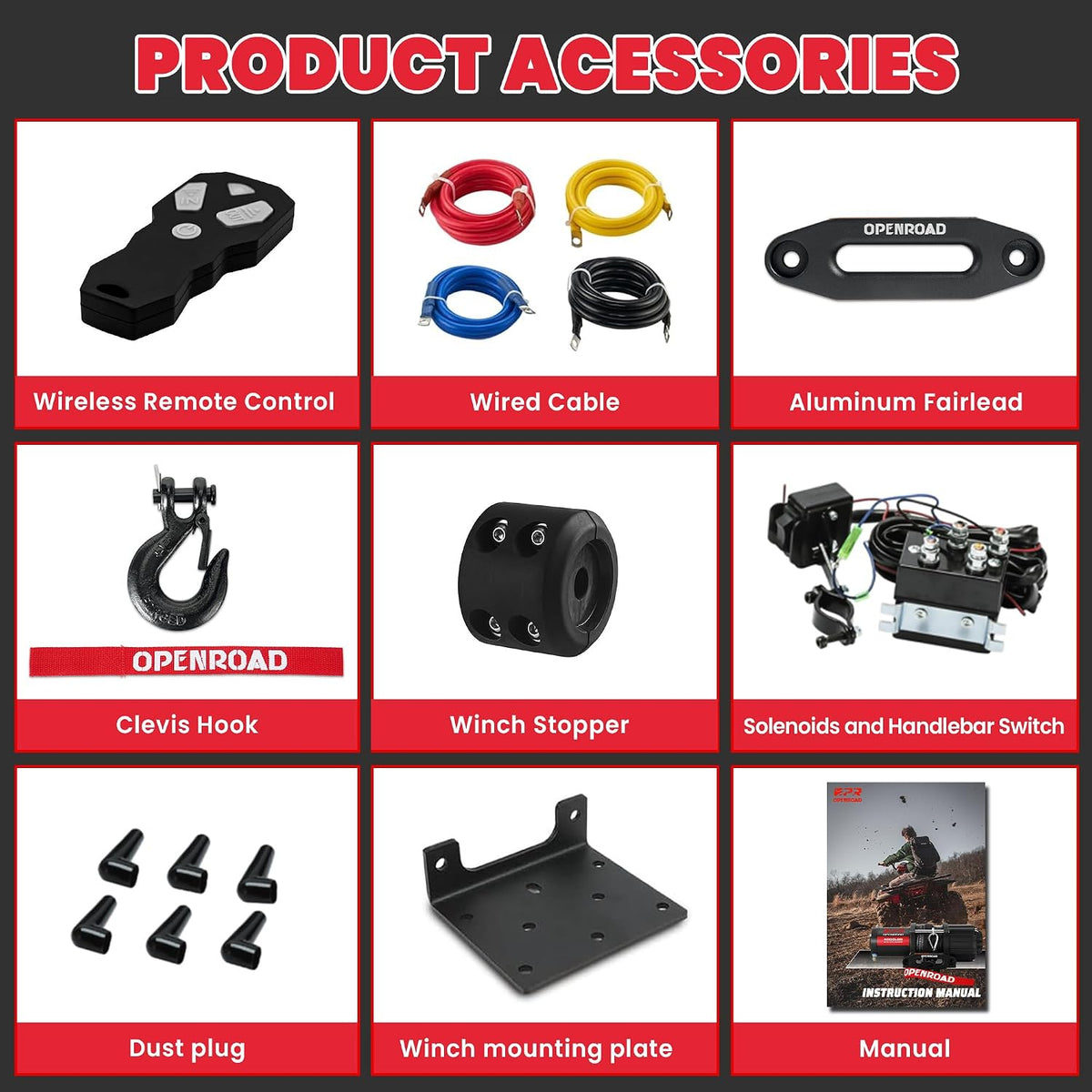 4500 lb ATV/UTV Winch,12V Towing Off-Road Electric UTV Winch with 1/4"×50' Synthetic Rope,Wireless Remote and Rubber